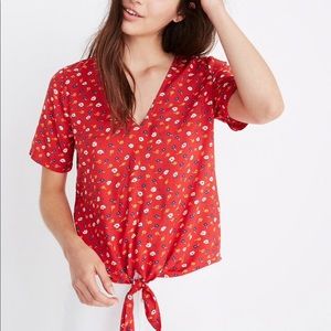 ❗️moving sale❗️ new prairie floral enamel red tie top